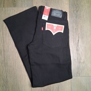 Levi's Girls Size 12 Black Wide Leg Mid Rise Relaxed Fit Stretch Jeans NWT